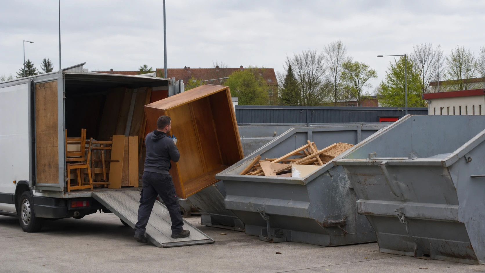 Recyclinghof im Hamburger Norden mit angeliefertem Sperrmüll