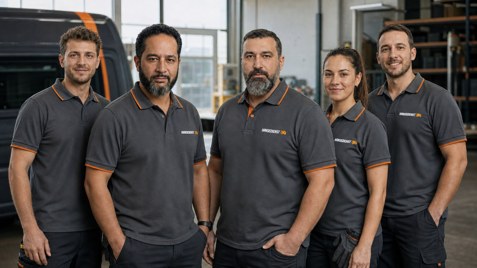 Das HANSEDIENST-Team mit Erkan Yilmaz, Ömer Vural und drei weiteren Mitarbeitern